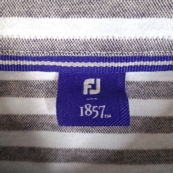 Footjoy Polo Shirt Mens XXL Blue Black Striped‎ 1857 Stretch Short Sleeve Golf - Picture 3 of 12